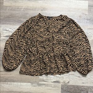 Banana Republic Zebra Print Peplum Blouse size XL